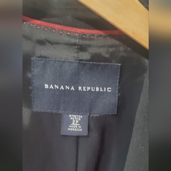Banana Republic Wool Black Stretch 2 Button Fitted Blazer Suit Jacket Size 2 - Picture 8 of 10